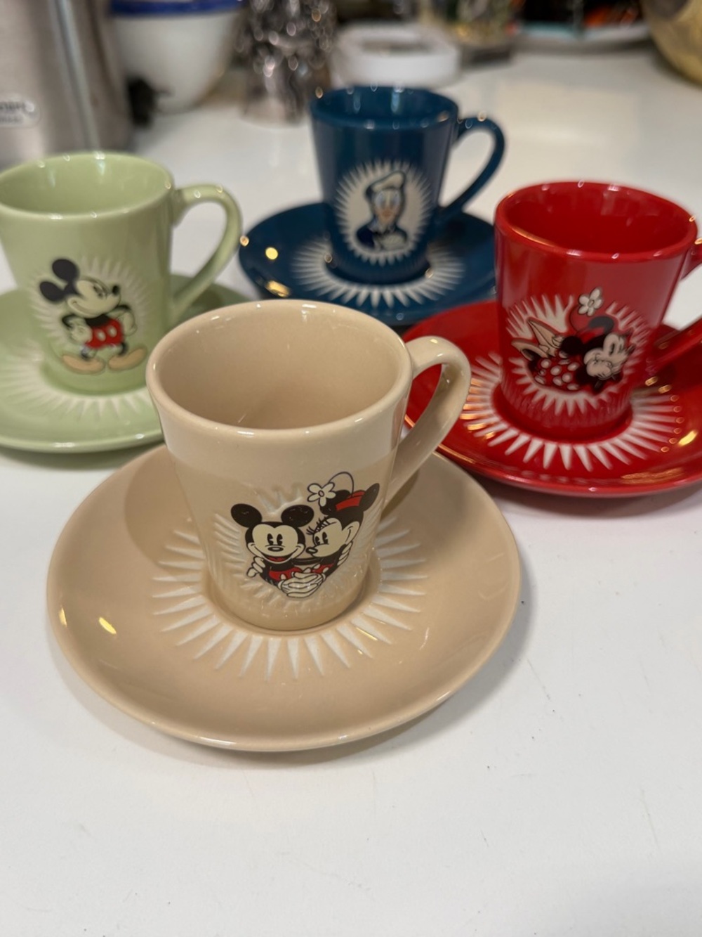 Disney Store Exclusive Donald Duck, Mickey Minnie  Espresso Cup and Saucer Set